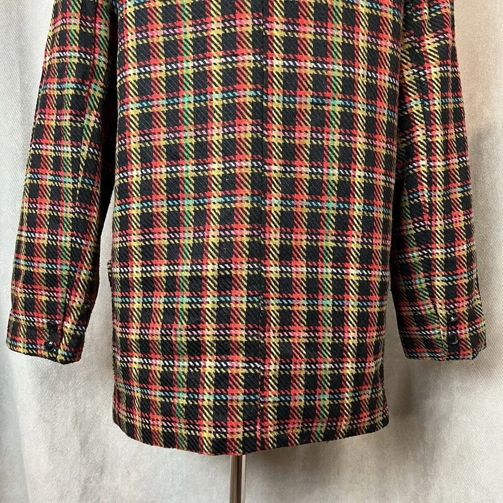 VTG Westerfield Plaid Wool Blend Blazer Suede Like Collar 80s Med USA Academia